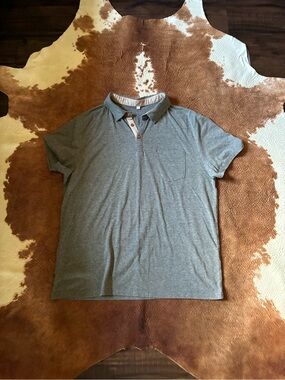 Amazon Men's Heather Gray Polo Shirt with Chest Pocket